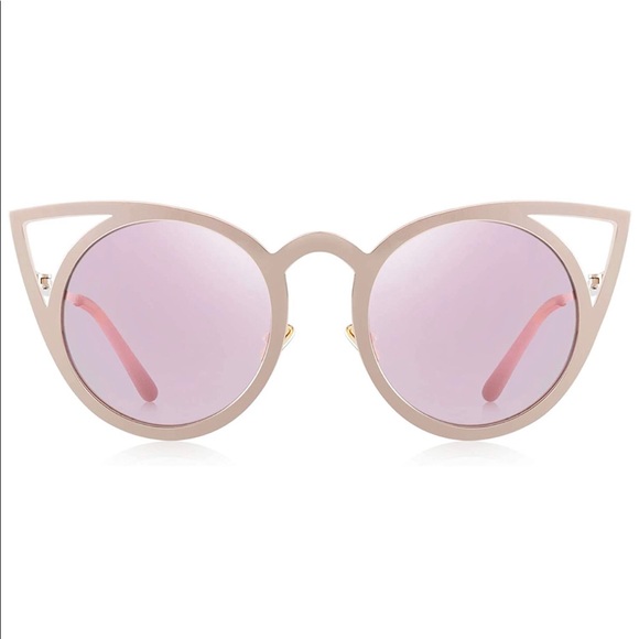 Rose Gold Mirror Cat Eye Sunglasses - Picture 2 of 5